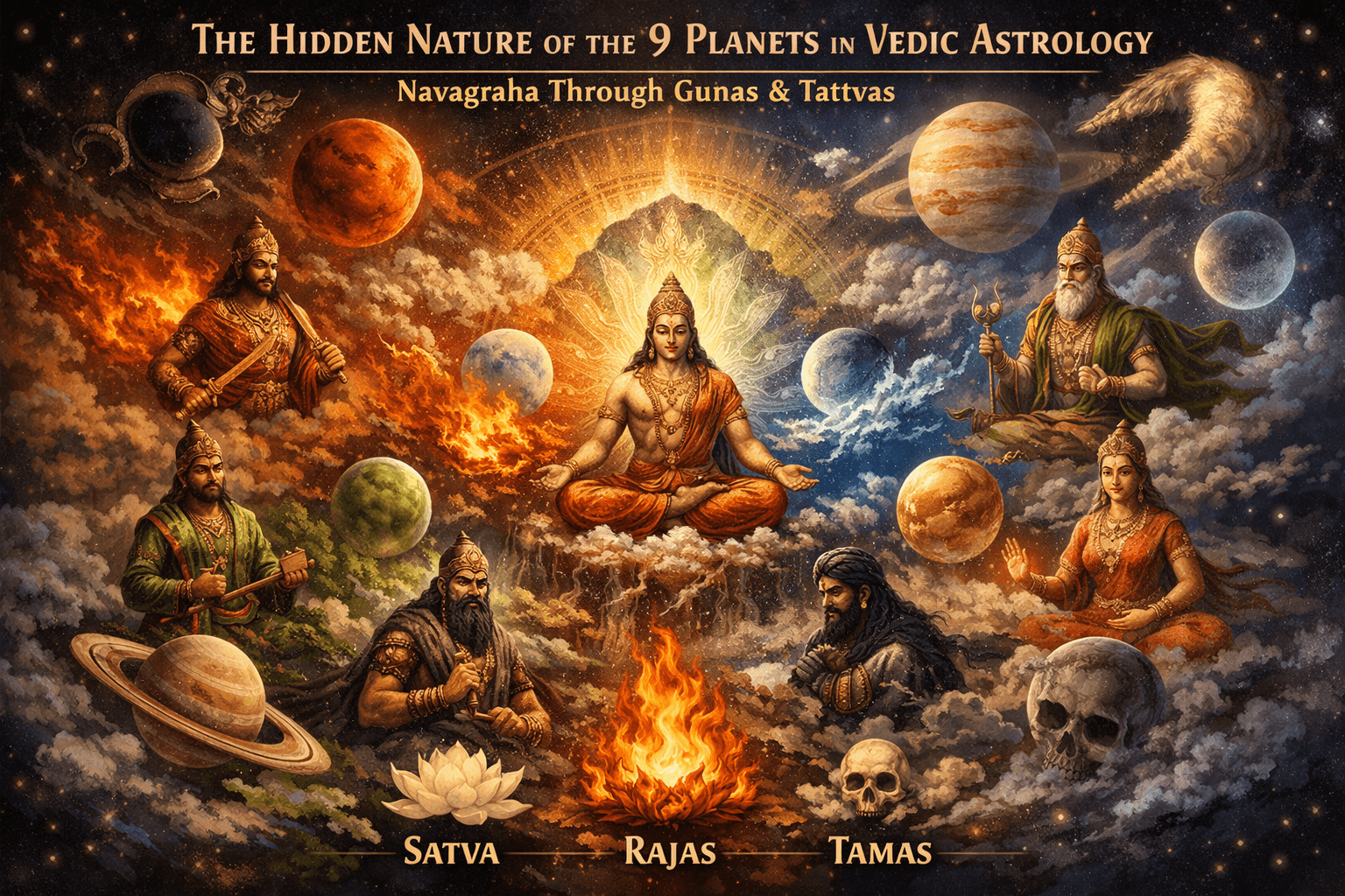 The Hidden Nature of the 9 Planets in Vedic Astrology: Navagraha Through Gunas & Tattvas